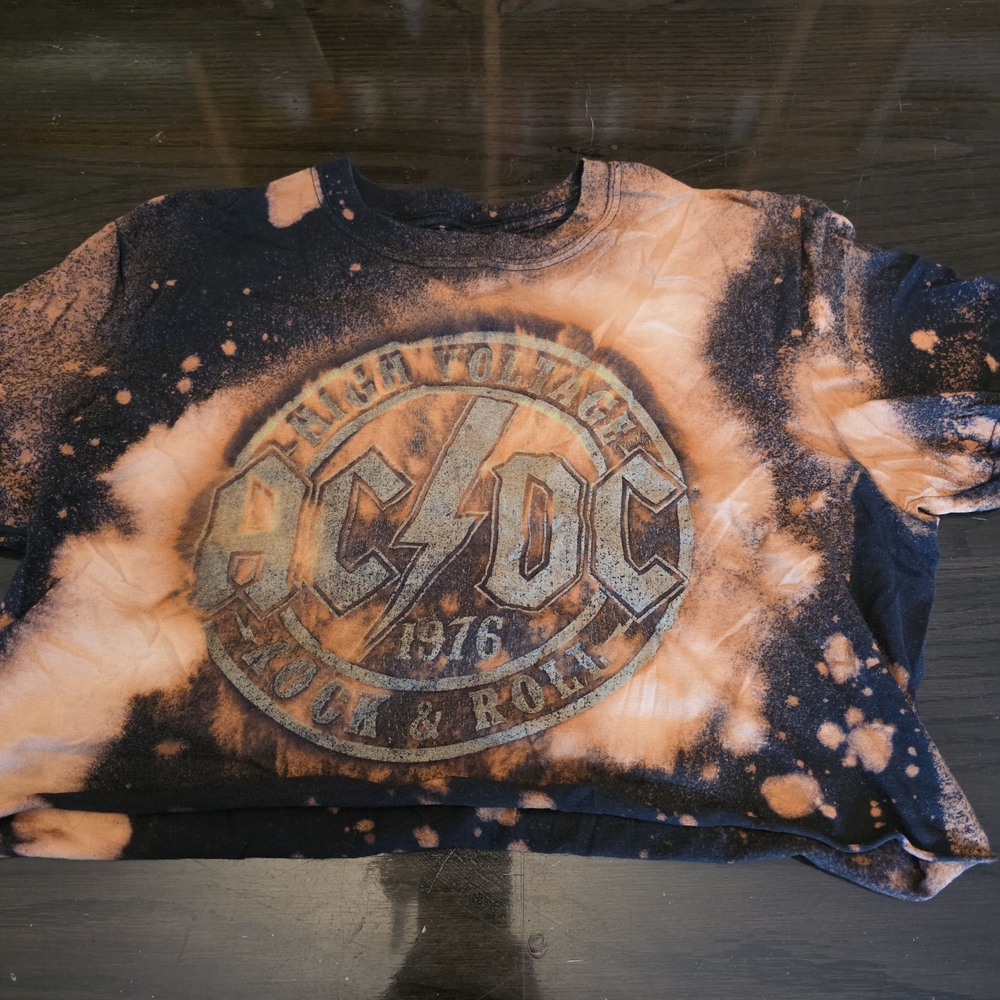AC/DC Black & Orange Tie-Dye Crop Top